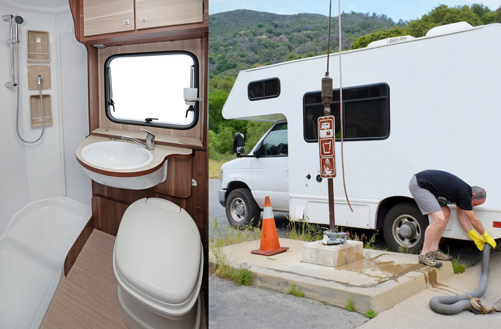 Portable RV/camper toilet and holding tank setup in Kingsport, Tennessee